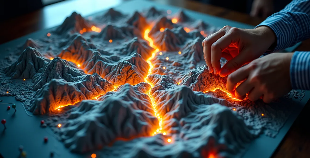 Heat map showing competitor influence zones and underserved market pockets