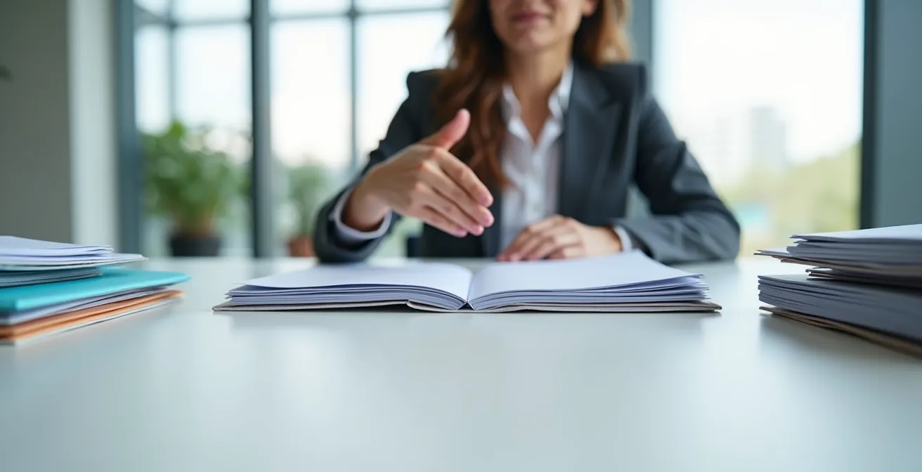 Business professional comparing different lending options at desk