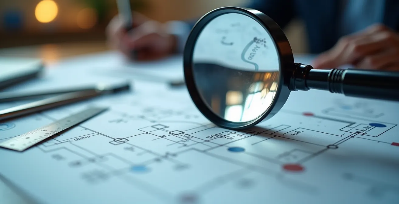 Extreme close-up of analytical tools examining service details