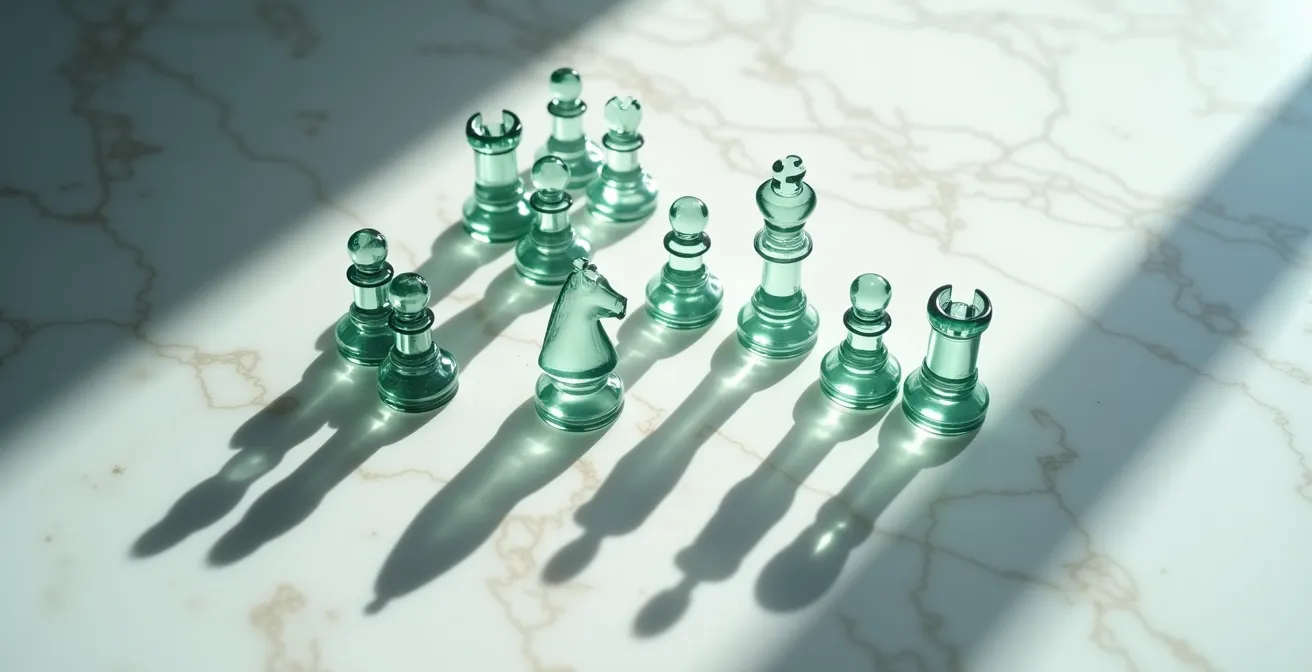 A visual metaphor of a franchise network creating a market fortress, represented by strategic chess pieces.