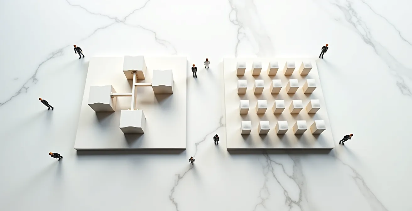 Visual comparison of master franchising versus area development growth models