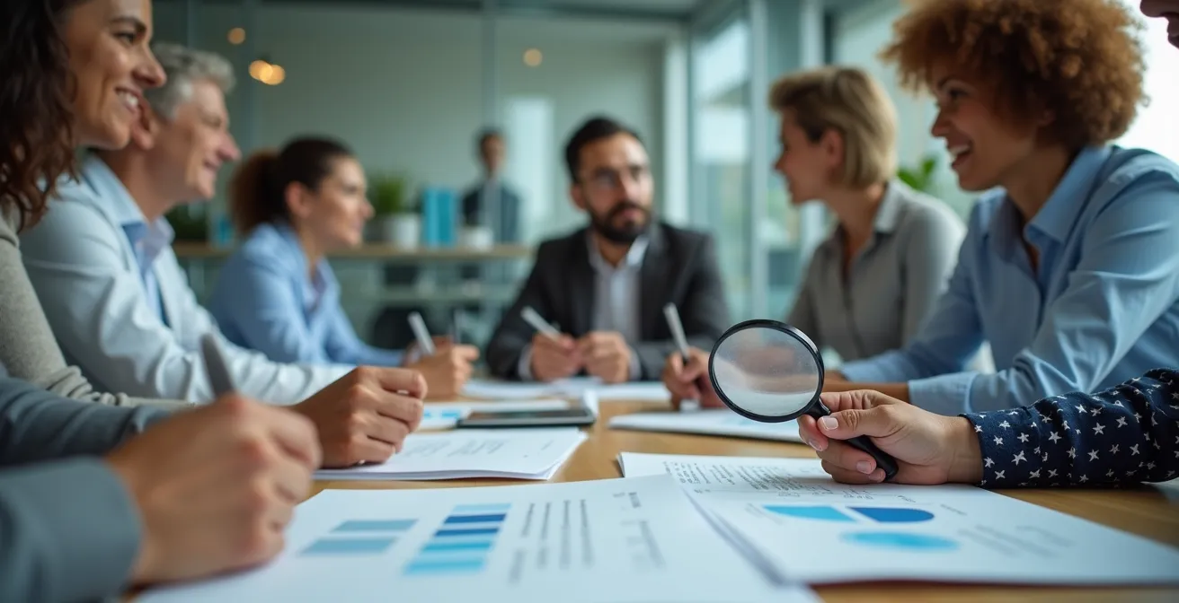 Professional audit review setting showing transparent governance documentation process