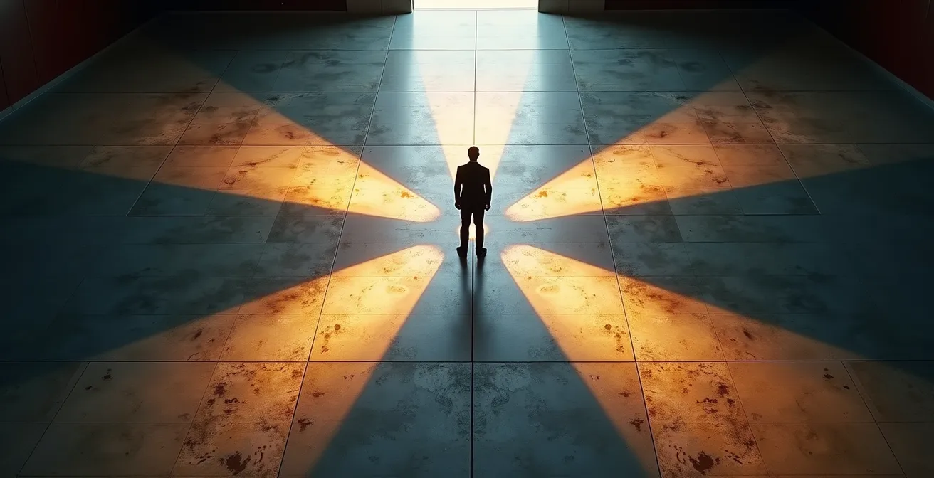 Aerial view of franchise owner reviewing multiple location data on digital dashboards