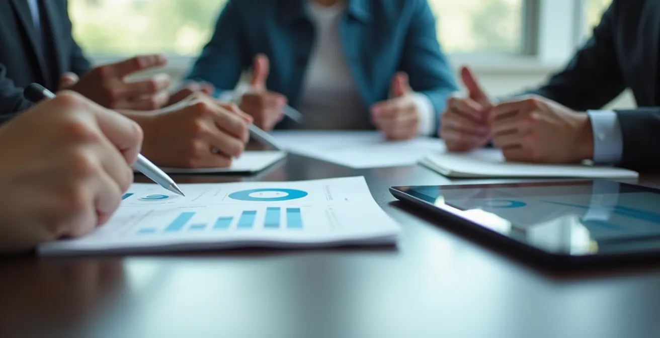 Franchise owners and executives in transparent discussion meeting