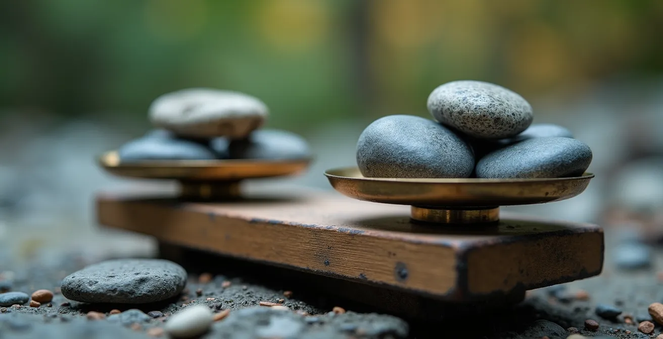 Abstract balance scale comparing value and costs in franchise business model