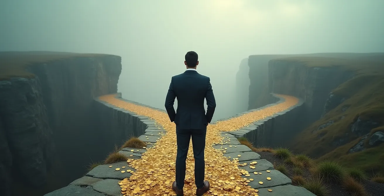 Visual metaphor showing the disconnect between revenue growth and actual profitability