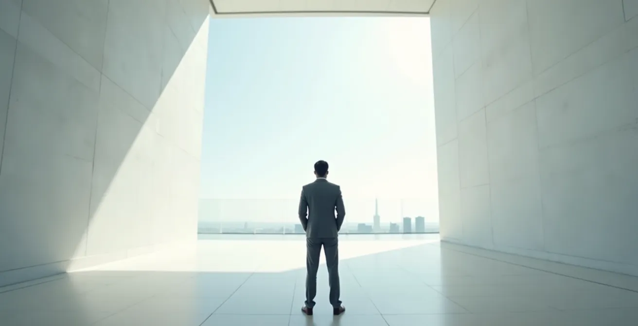 Wide shot of modern business environment suggesting loan approval and financial success