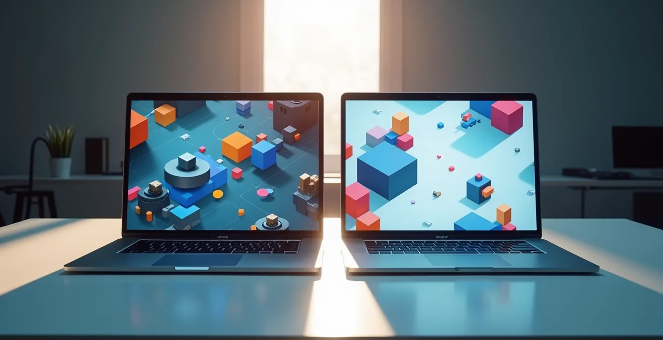 Split composition showing cluttered homepage design versus focused landing page layout